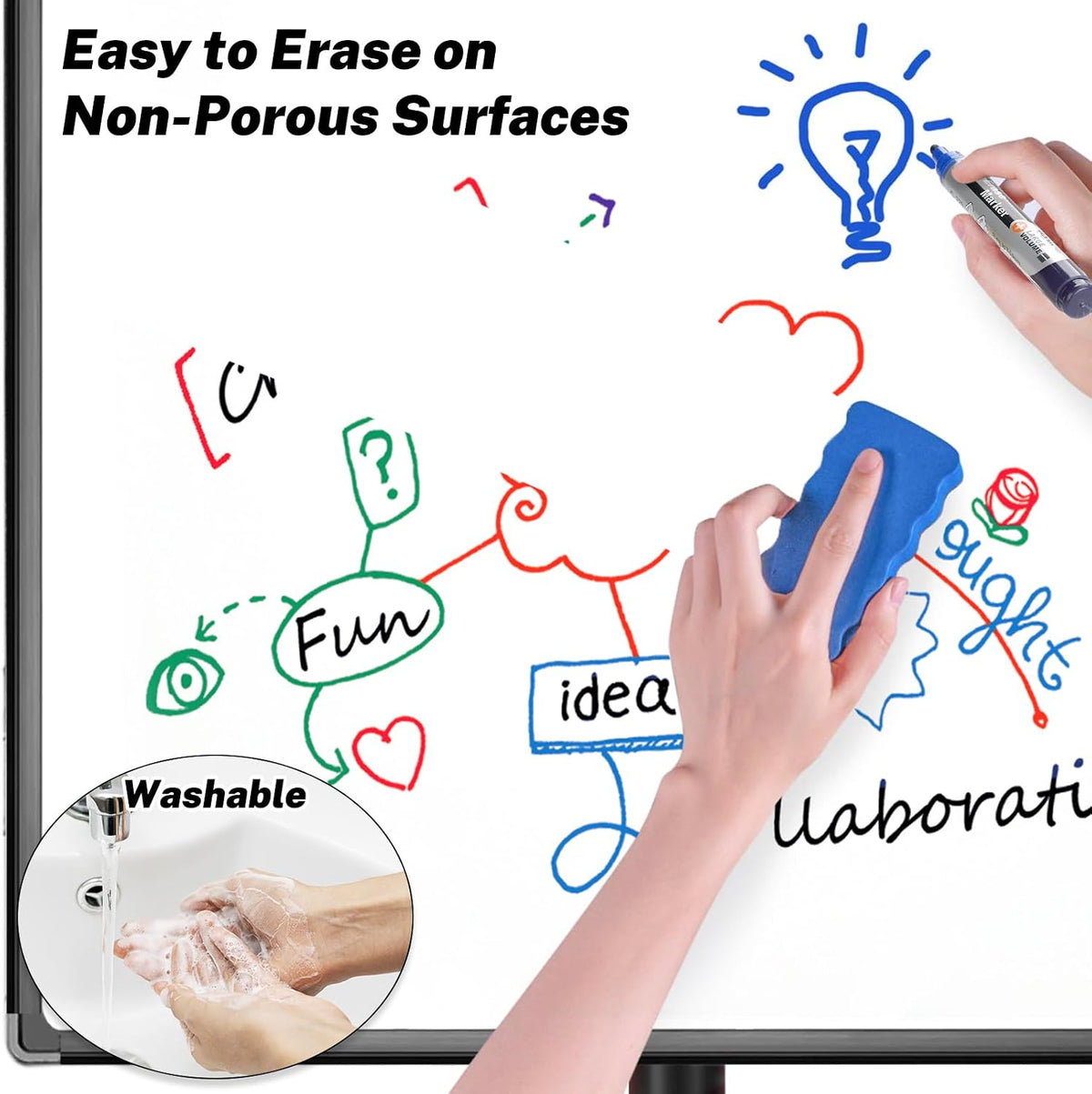JOBONUS Glass Board Markers Erasable, Neon Dry Erase Markers for Whiteboard, Glass Board