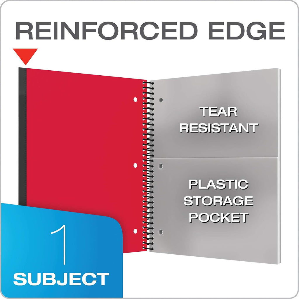 Oxford Spiral Notebook 3 Pack, 1 Subject, College Rule Journal, Durable Plastic Covers