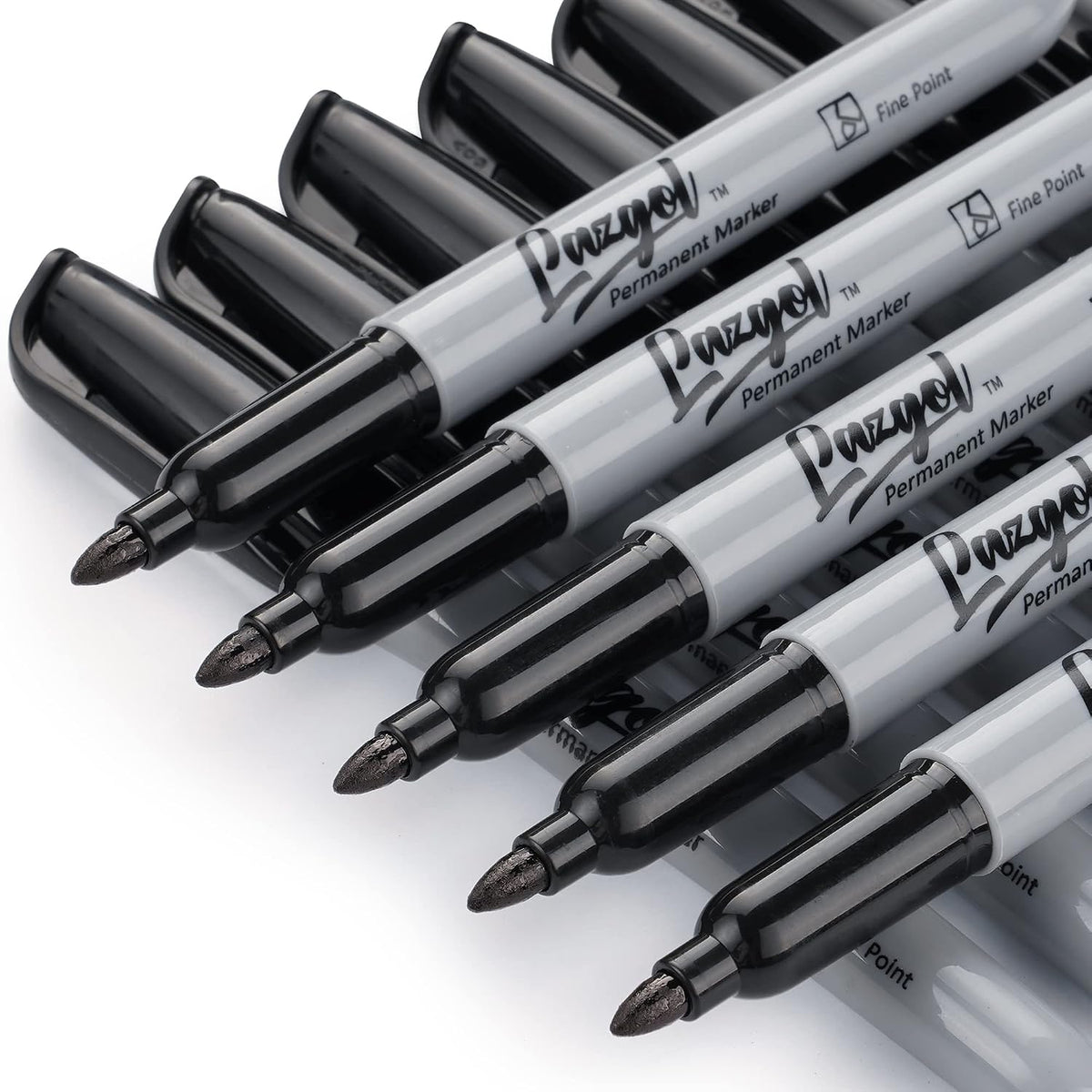LAZGOL Permanent Markers Bulk, 32 Pack Black Permanent Marker Set, Fine Tip