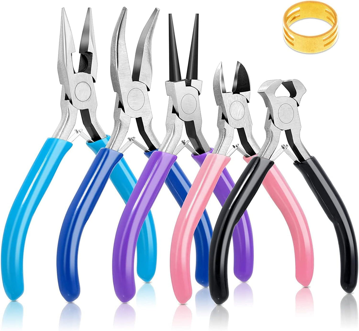 5 Packs Jewelry Pliers Set, Making Tools With Needle/Round/Chain/Bent/Zipper Pliers