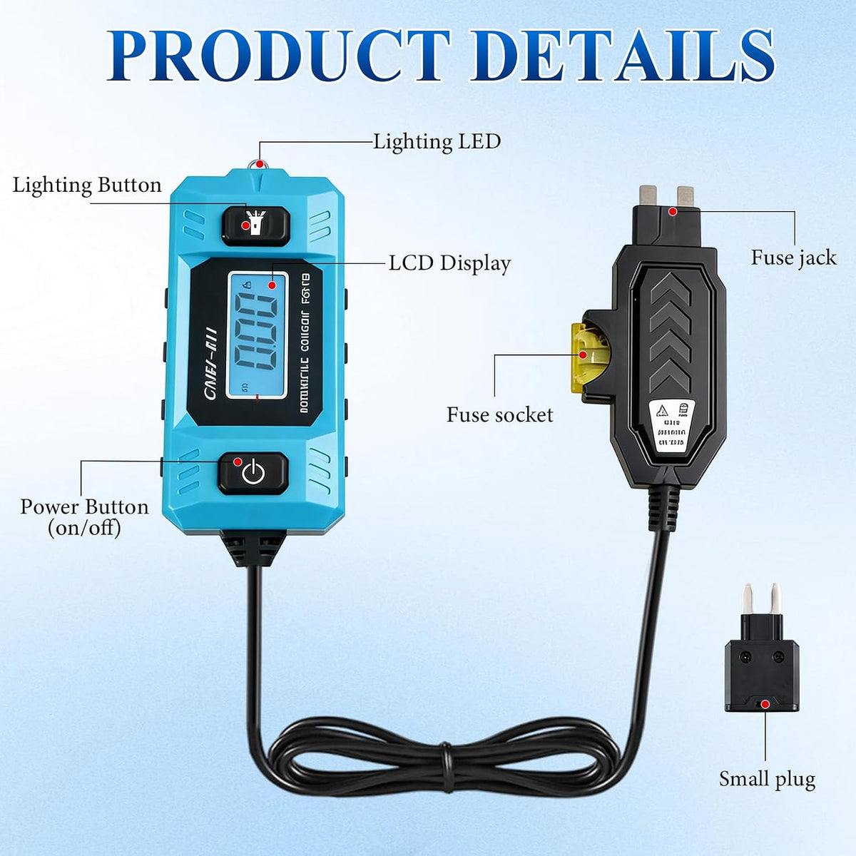Automotive Circuit Fault Probe Tester, Portable High-Precision 20A 48V Car Circuit Probe