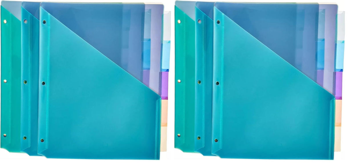 Amazon Basics Tab Dividers for 3 Ring Binder, Two Pocket, Letter Size