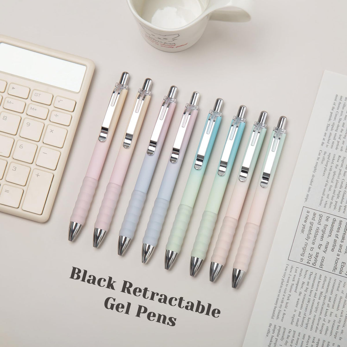 Aisibeiger Gel Pens Fine Point 0.7mm Black Ink Gel Pen Retractable Cute Pens for Smooth