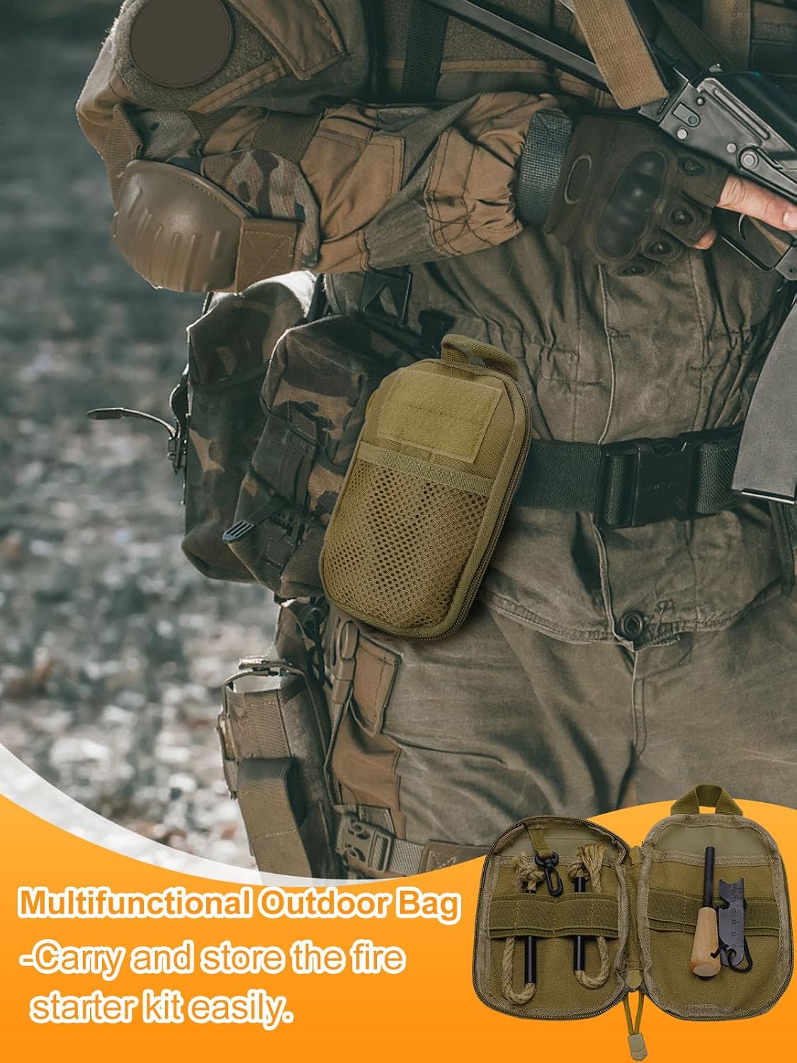 Acostop Fire Starter Tool Kit Survival Gear for Hiking Campfires Bushcraft