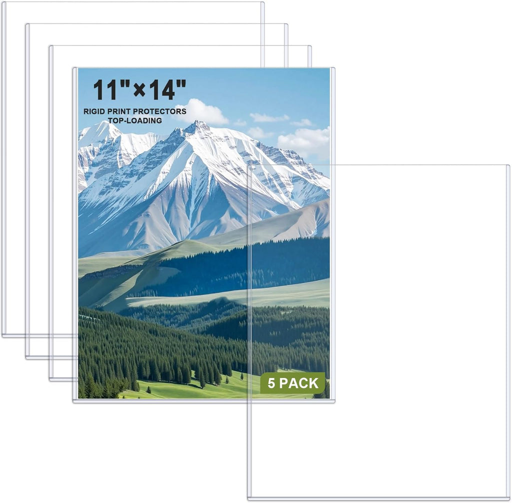 Ndsox 5 Pack 11 x 14 Inches Rigid Print Protectors Hard Plastic Sheet Protectors