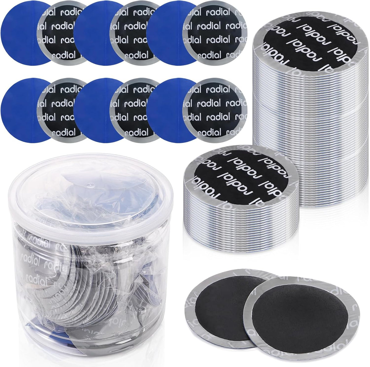 80 Pack 58mm Round Tire Repair Patch, Glue Not Included
