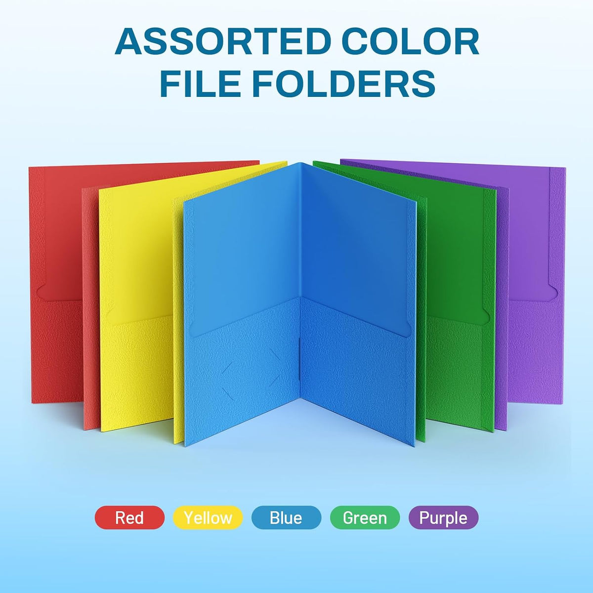 SUNEE Folders with Pockets(25 Pack, Assorted Colors)
