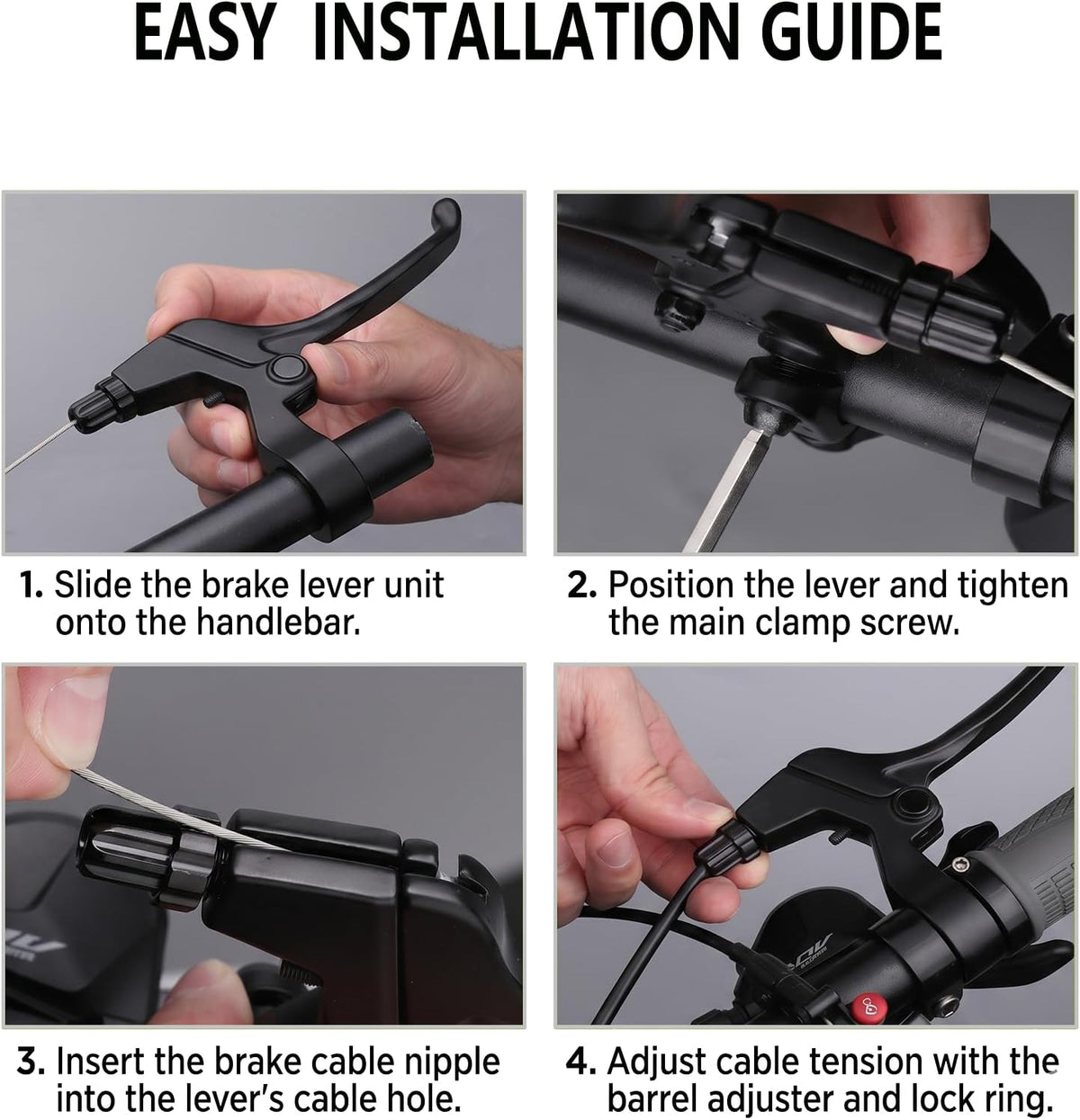 4-Finger Bicycle Brake Levers Alloy Set for 22.2mm Handlebars, MTB Kids