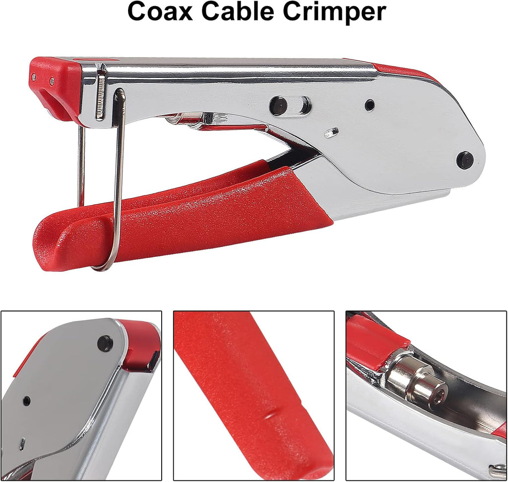 DIANN Coax Cable Crimper Coaxial Compression Tool Kit Wire Stripper with 10pcs F RG6 RG59