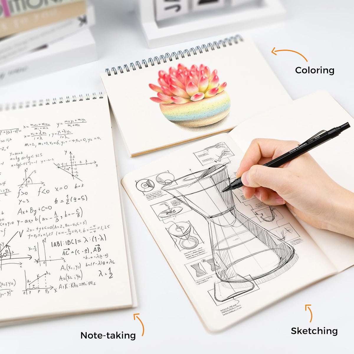 Four Candies Metal Mechanical Pencil Set, 3PCS Art Drafting Pencils 0.5, 0.7