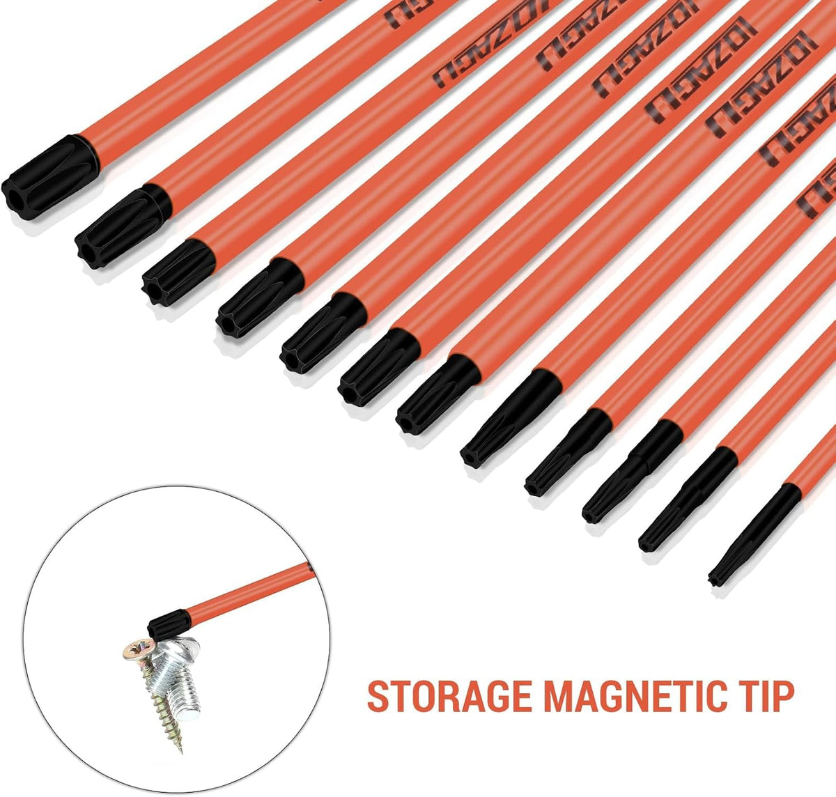 12Pcs Long Torx Bit Set 6-Inch (152mm), T7 to T40