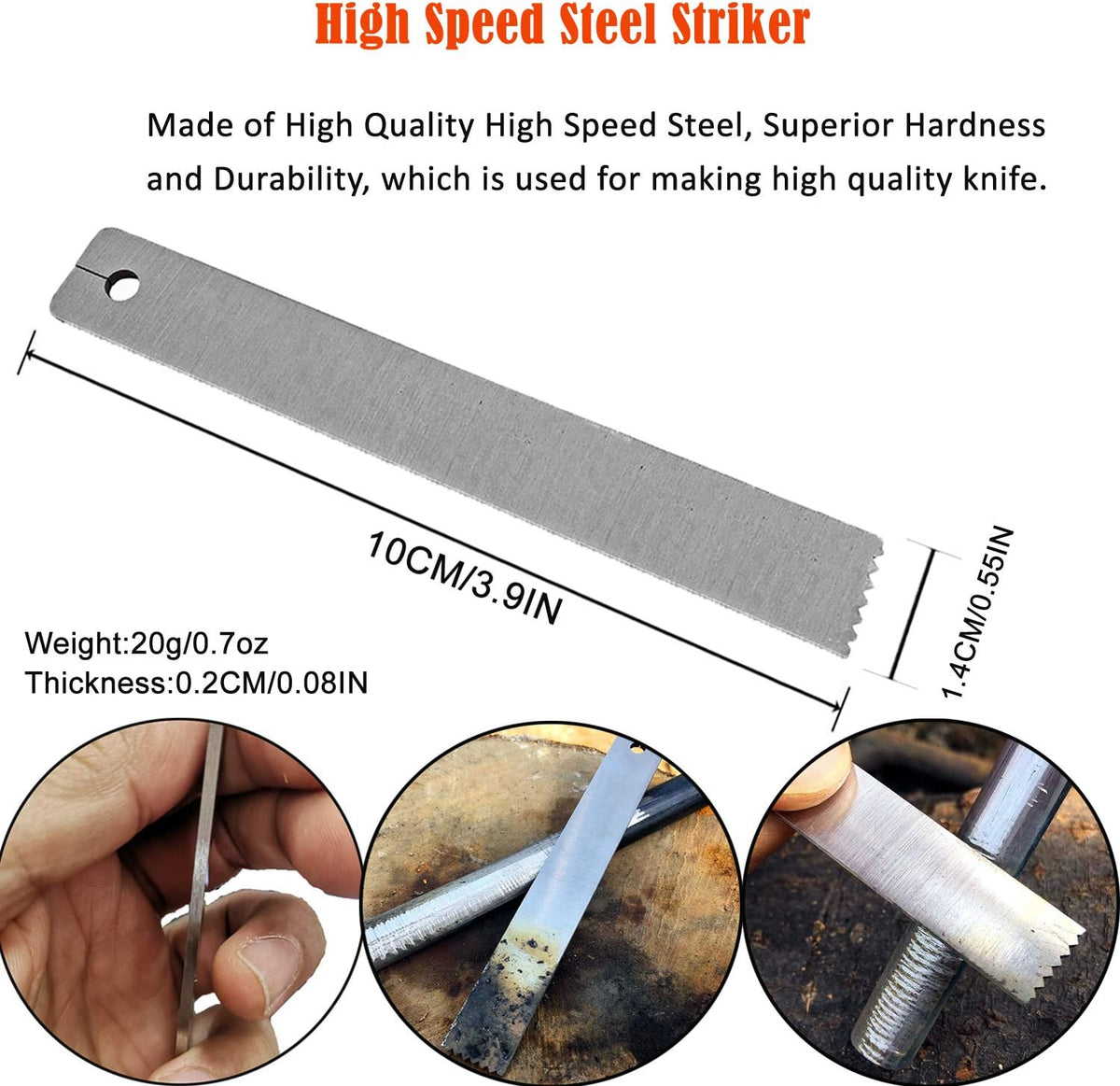 BSGB 2PCS HSS High Speed Steel Striker with mini keychain for Ferro Rod Fire Starter