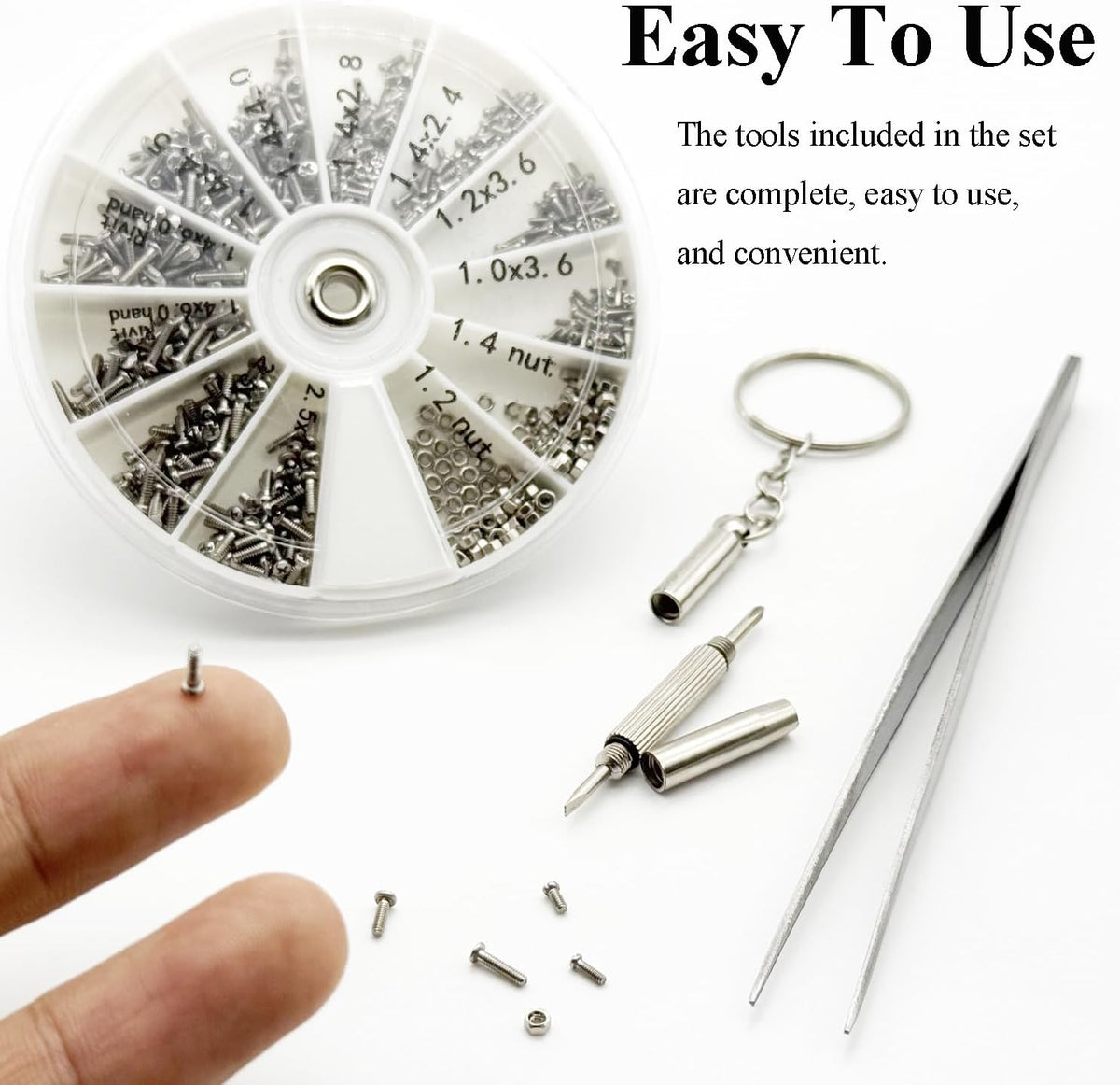 600PCS Eyeglass Repair Kit, Eye Glass Repairing Tool with Tiny Screws, Nuts