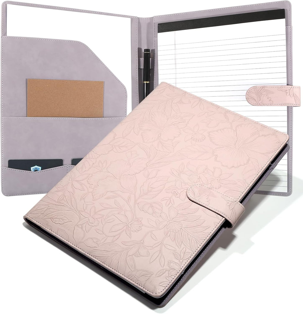 Professional Padfolio Portfolio Binder, Textured Embossing Faux Leather