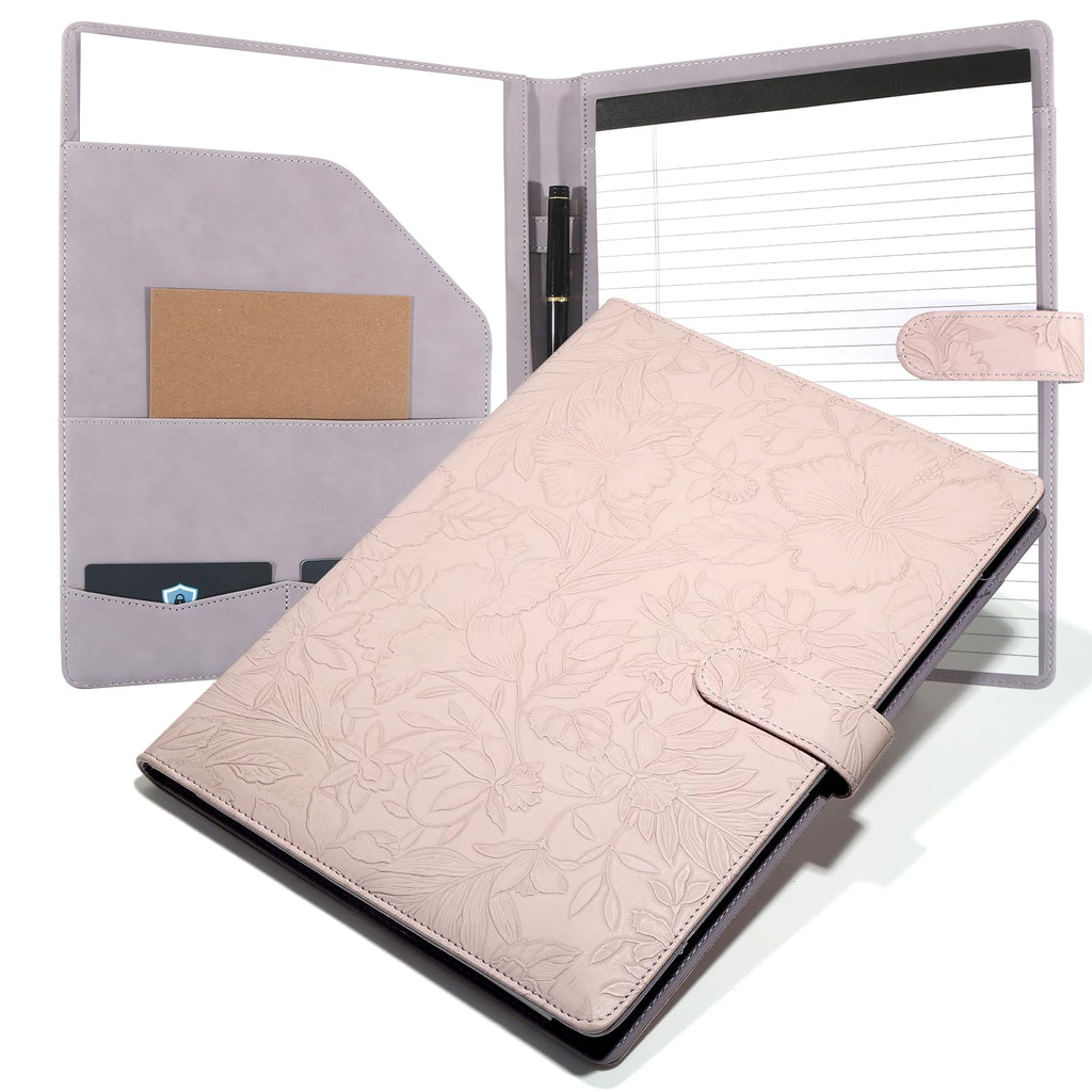 Professional Padfolio Portfolio Binder, Textured Embossing Faux Leather