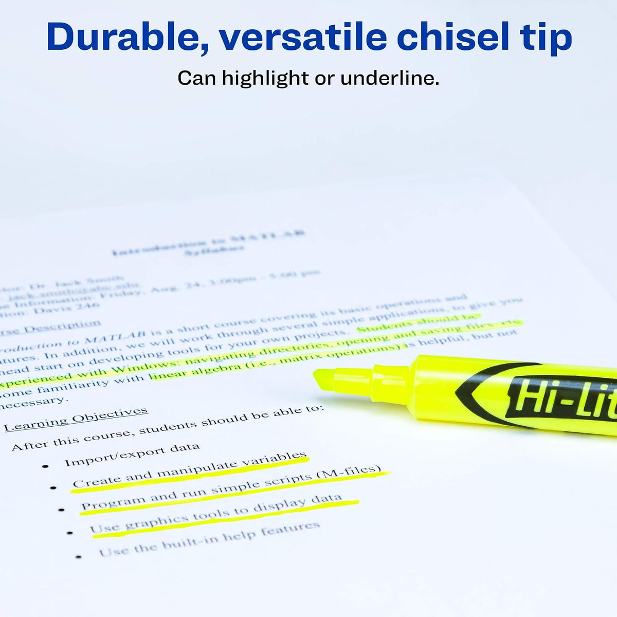 Avery Hi-Liter Desk Style Highlighters, 12 Yellow Highlighters