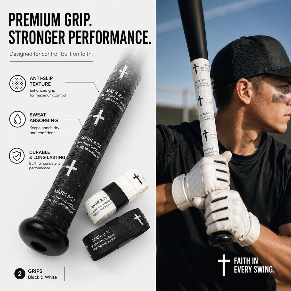2 Pack Cross Baseball Bat Grip Tape,1.1MM Softball Bat Grip Tape