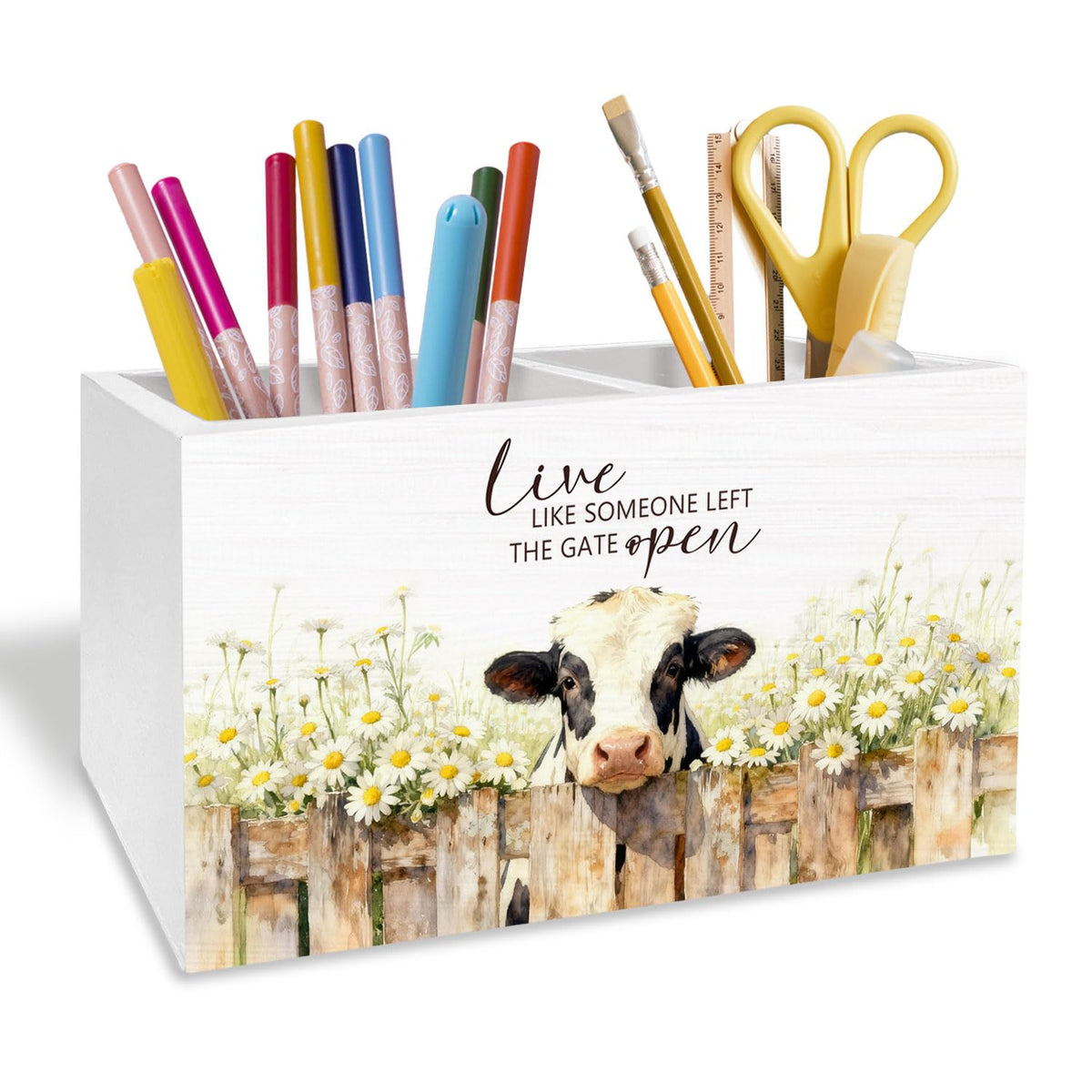 Rustic Giraffe Pen Holder for Desk, Giraffe Lover Gifts Pencil Organizer