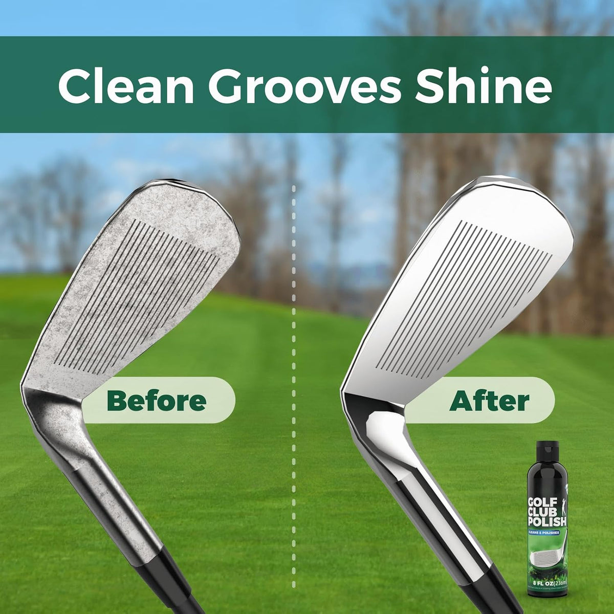 8oz Golf Club Polish & Golf Club Cleaner with Towel, Rust Remover for Metal