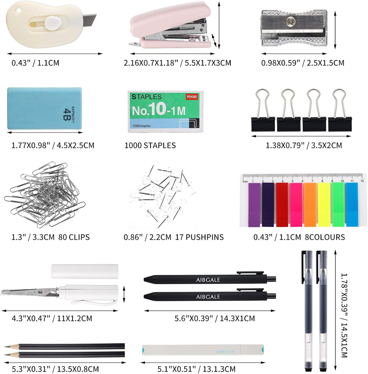 123 Pcs Office Supplies Kit with Desk Organizers, Office Stationery Set