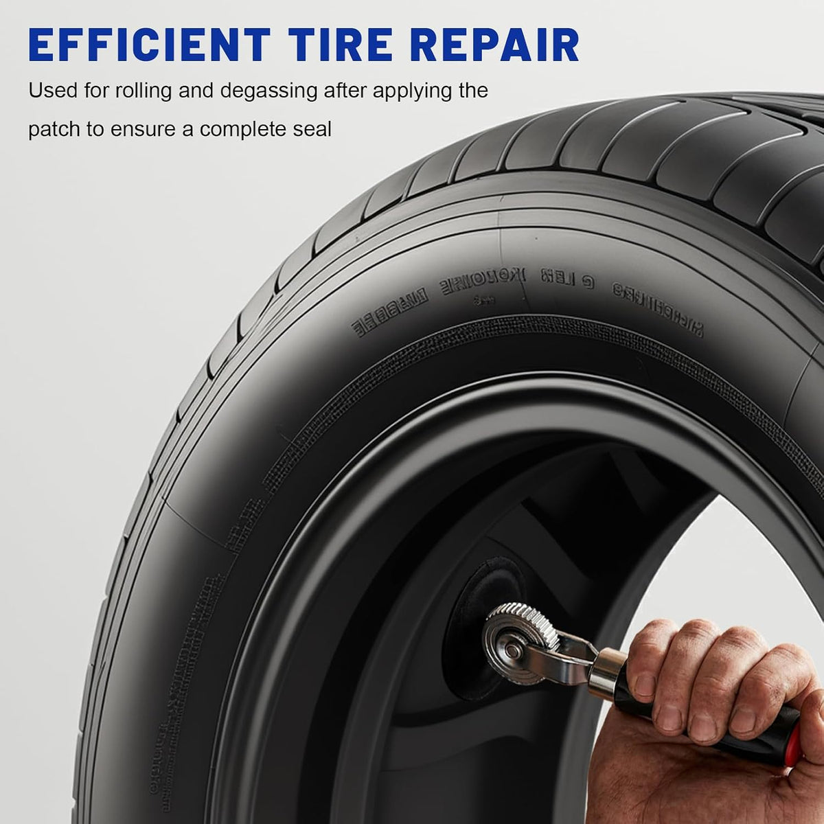 34 PCS Tire Patch Roller Kit, 35mm 43mm 58mm Auto Tire Tube Patches Kit with Roller &