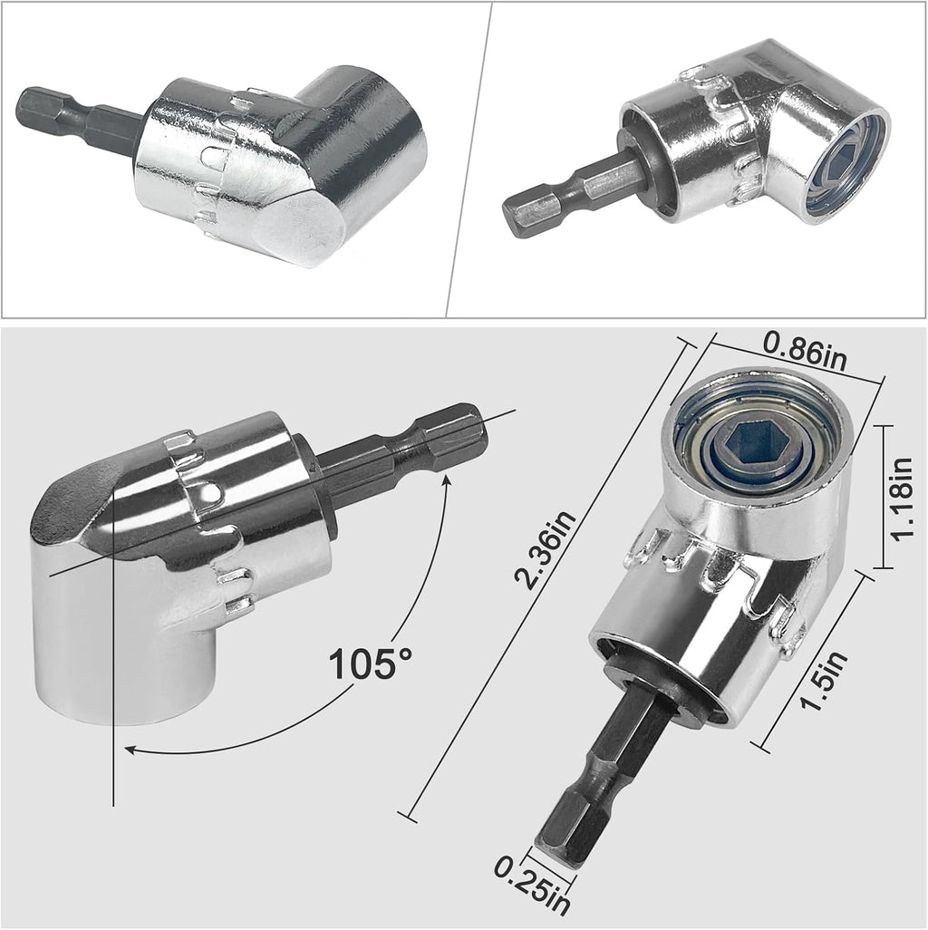 Egaageoi 3-in-1 Right Angle Drill Attachment Kit for Tight-Space Drilling