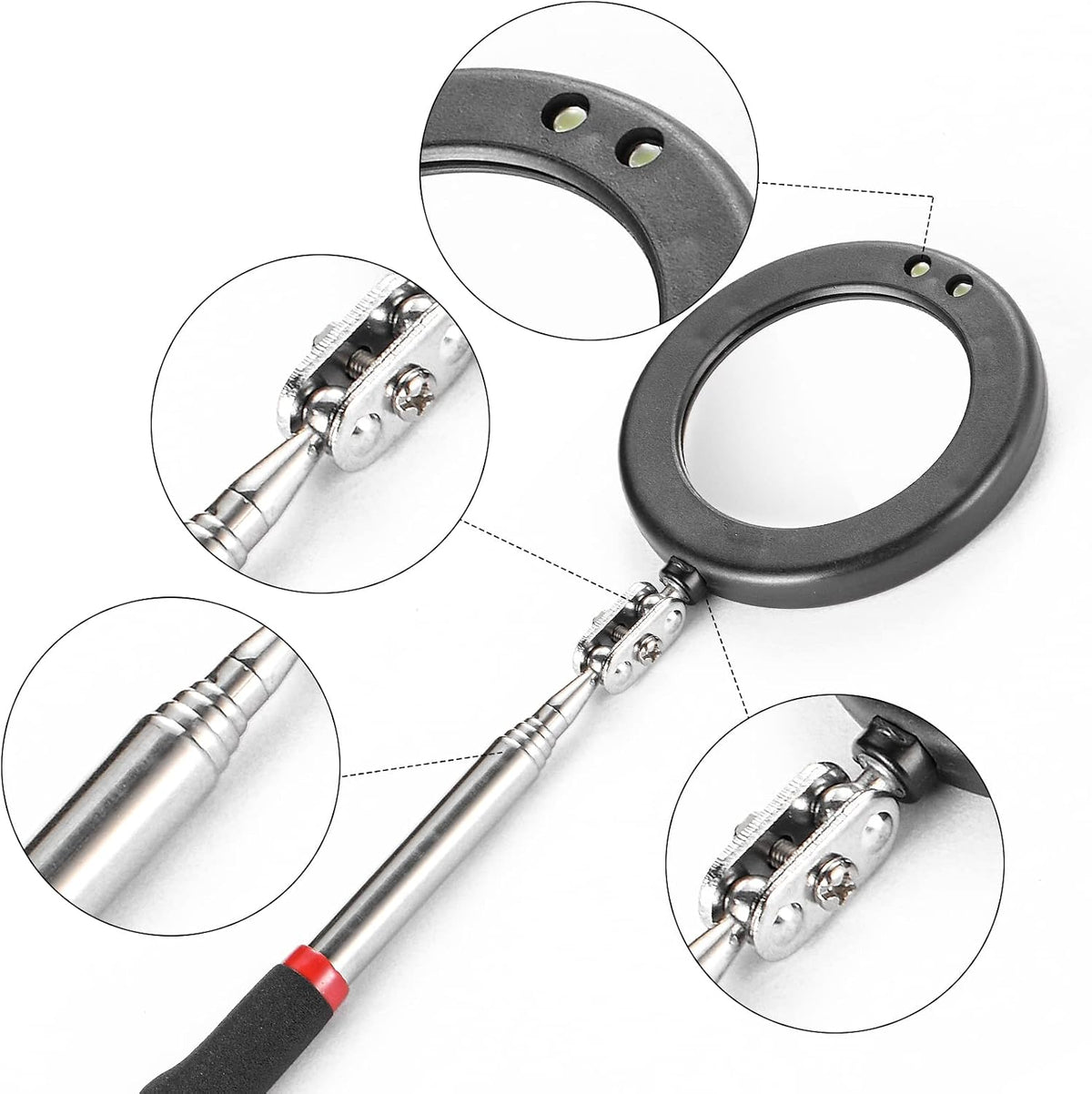 4PCS Telescoping Inspection Mirror LED Lighted Inspection Mirror