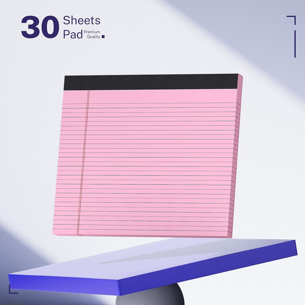 5 Pack Wide Legal Pads 11" x 9.5" Landscape Pink Purple Blue Green Yellow College Ruled