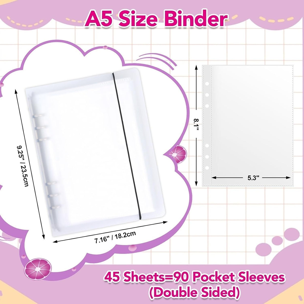 SHANGRLA Large 5x8 and 5x7 Index Card Binder Holder, 90 Pocket Capacity