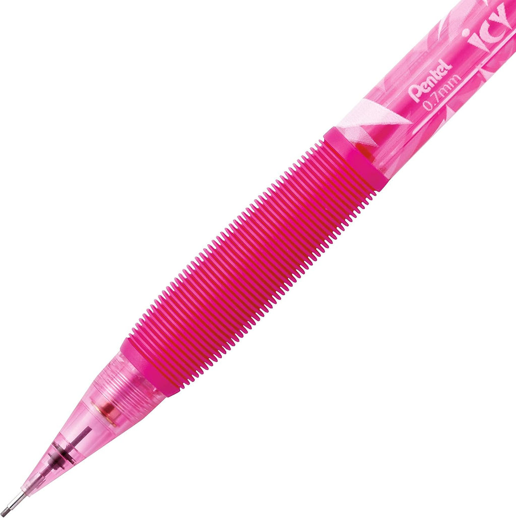 Pentel Icy Mechanical Pencil, 0.7mm, Tinted Pink Barrel, Box of 12 (AL27TP)