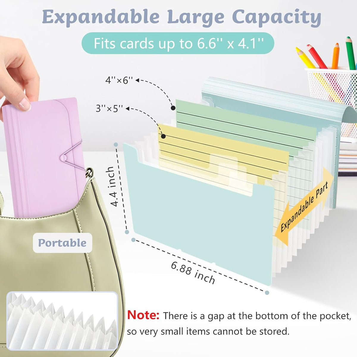 2 Pack 4x6 Inch Index Card Holder Box Organizer Case, Purple & Green