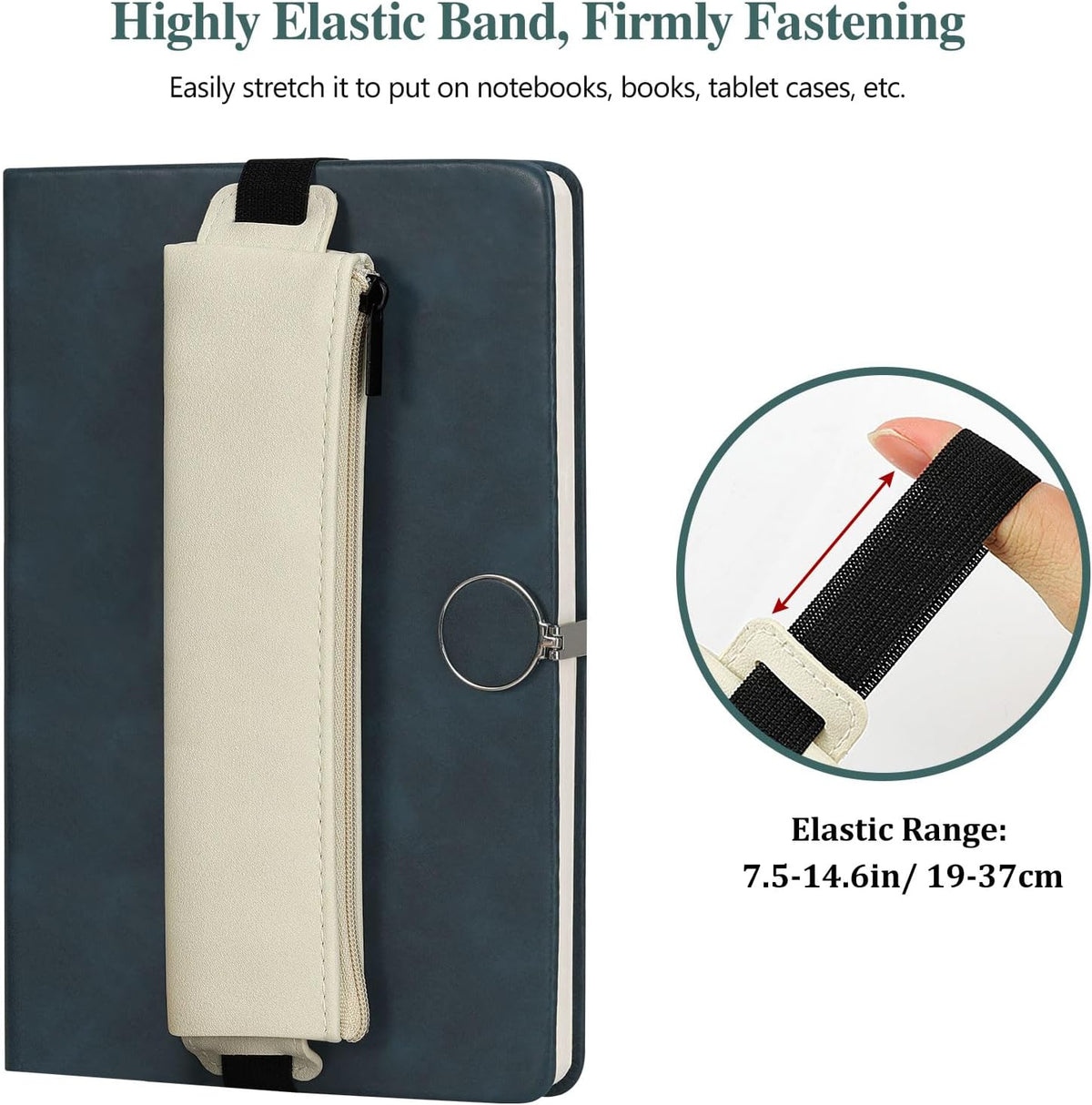 MoKo Elastic Pen Holder for Notebook, 4 Pack PU Leather Pencil Pouches
