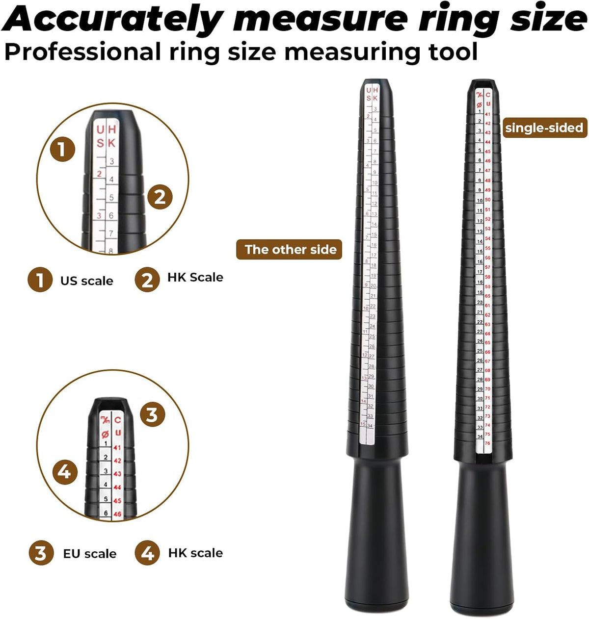 13 Pcs Ring Sizer Measuring Tool Kit, Ring Mandrel Sizing Kit with Sizes 1-17 Finger Ring