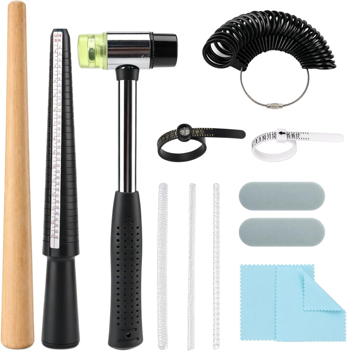 13 Pcs Ring Sizer Measuring Tool Kit, Ring Mandrel Sizing Kit with Sizes 1-17 Finger Ring