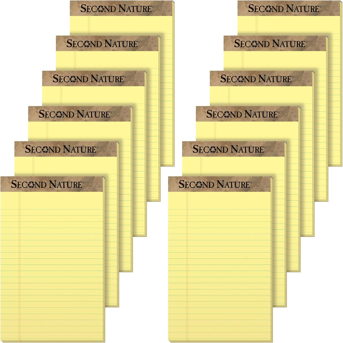 TOPS Second Nature 100% Recycled Legal Pad, 5 x 8 Inches, Perforated, Canary, Narrow Rule