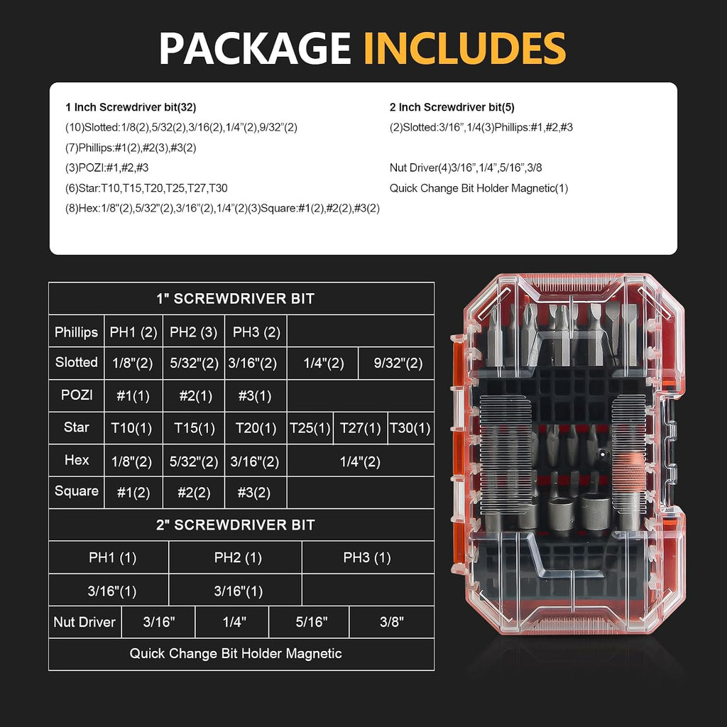 Luckyway 50-Piece Screwdriver Bit Set with Quick Change Chuck in Tough Case