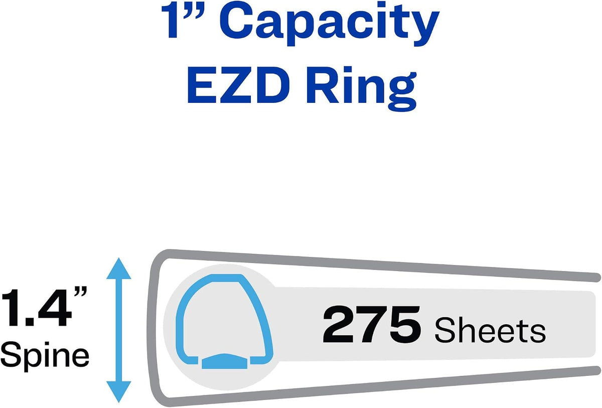 Avery Heavy-Duty View 3 Ring Binder, 1" Rings, 1 Navy Blue Binder