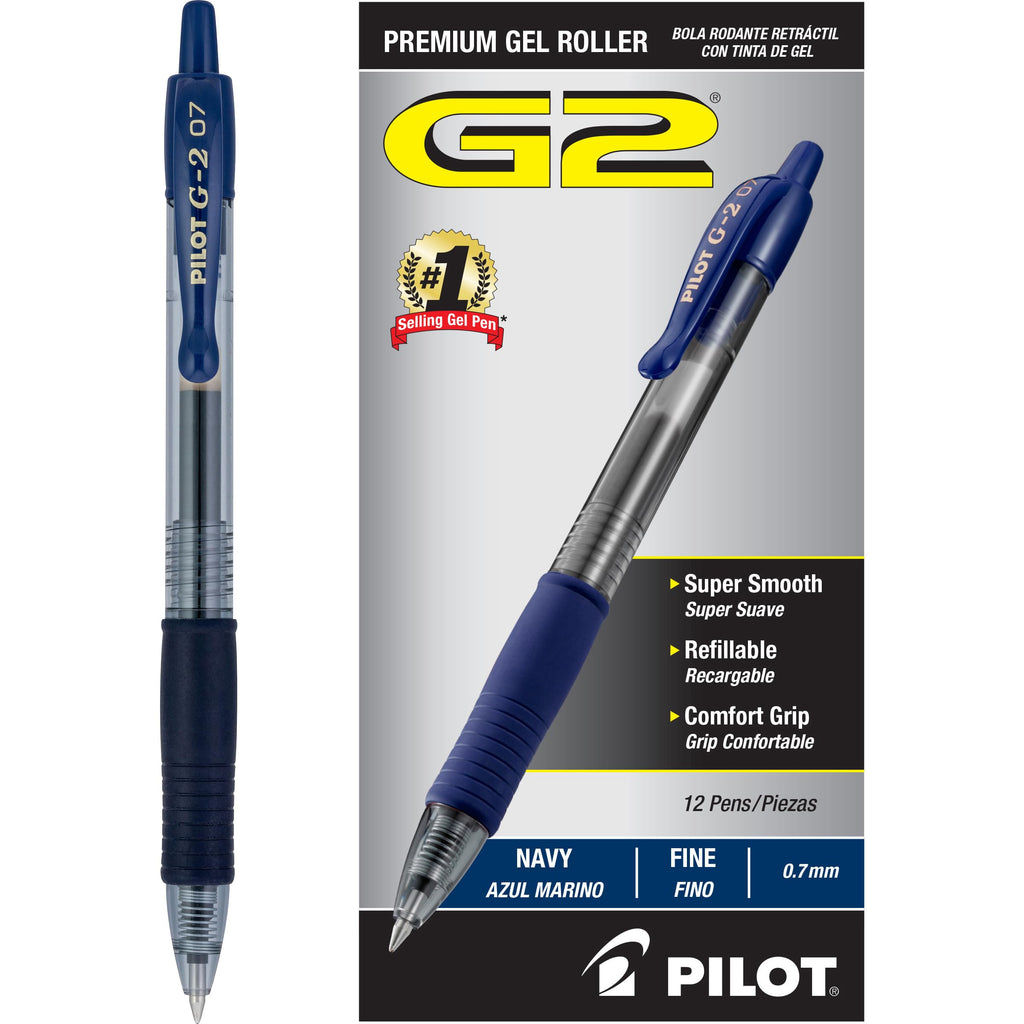 PILOT G2 Premium Gel Pens, Fine Point 0.7mm, Blue Ink, 12-Pack