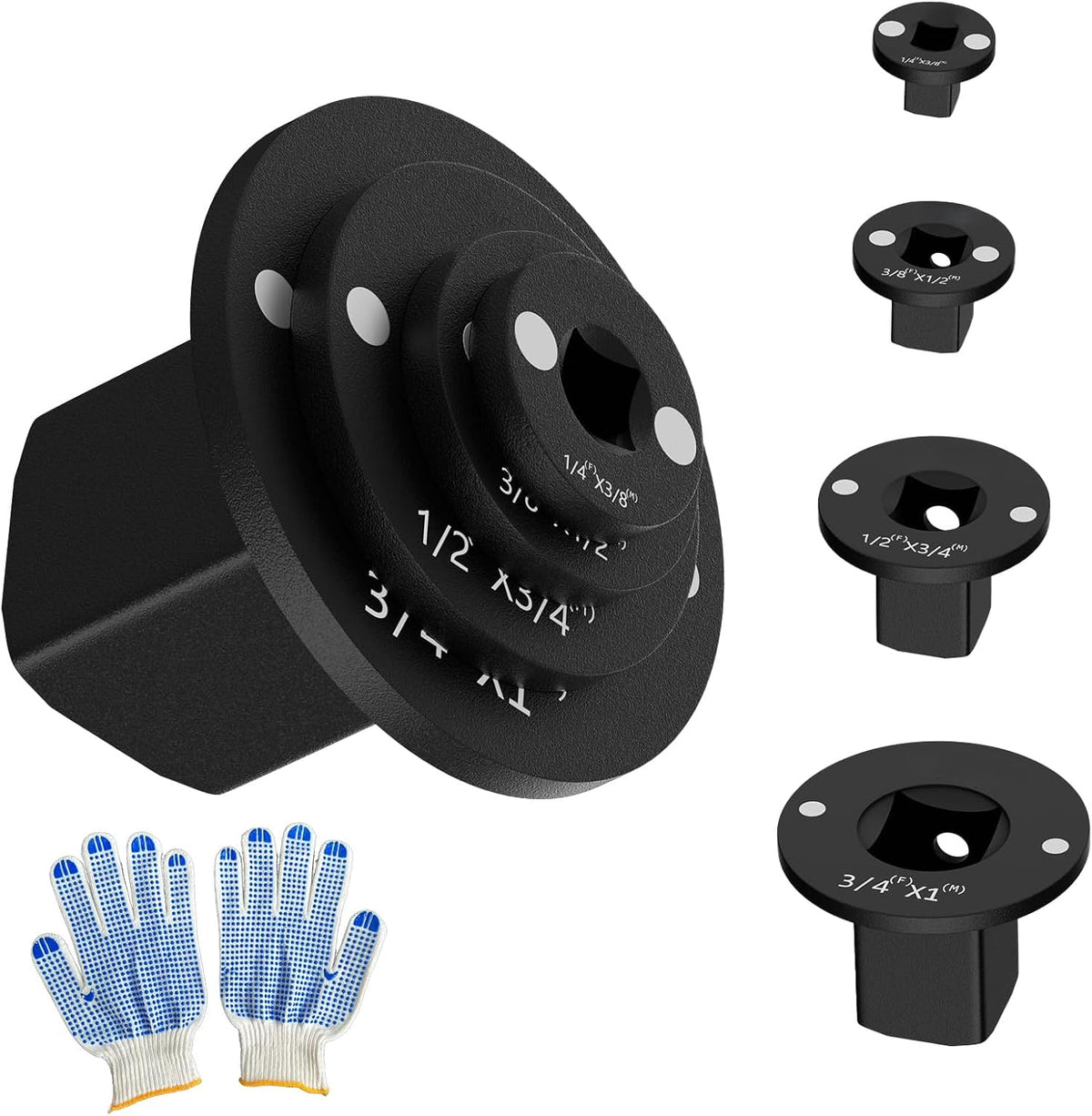 4-Piece Low Profile Impact Socket Adapter Set, 1 in to 1/4 in, CR-V Steel