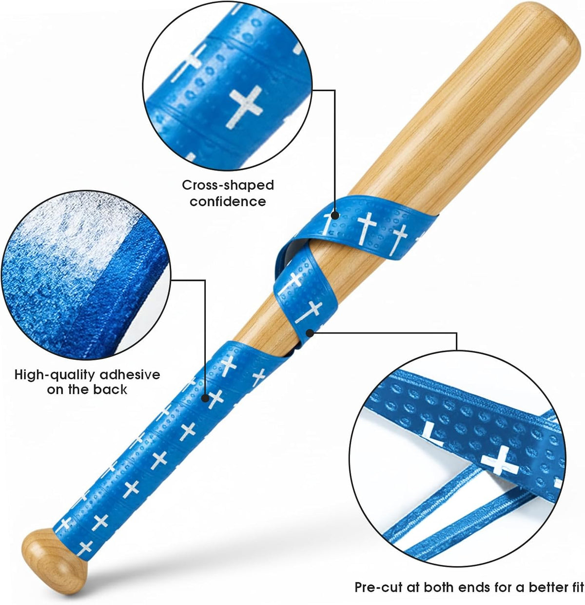 6 Pcs 1.5mm Precut Full Adhesive Baseball Bat Grip Tape