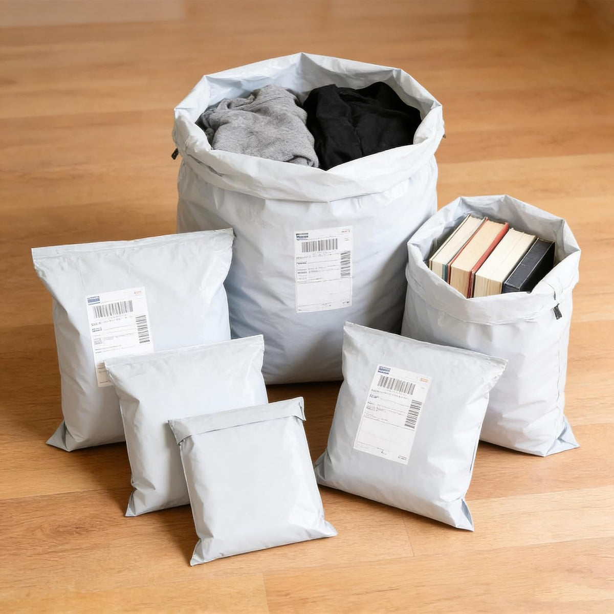 10x13 Inch Poly Mailers 100Pcs White, Self Adhesive Sealing Shipping Bags for Clothing