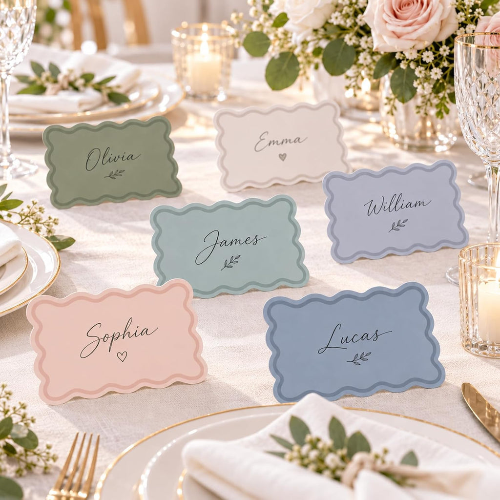 Whaline 120Pcs Muted Color Scalloped Index Cards, 3 x 5 Inch