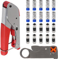 Coax Cable Crimper Tool Kit with 20pcs F Type RG59 RG6 Compression Connectors Coaxial