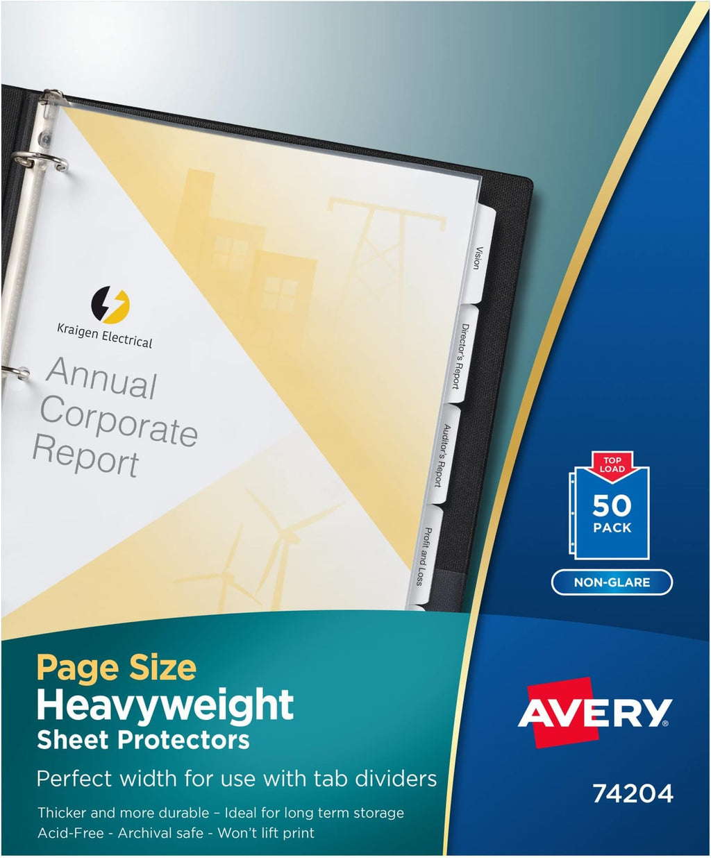 Avery Non-Glare Page-Size Sheet Protectors, Pre-Punched for Use with Tab Dividers
