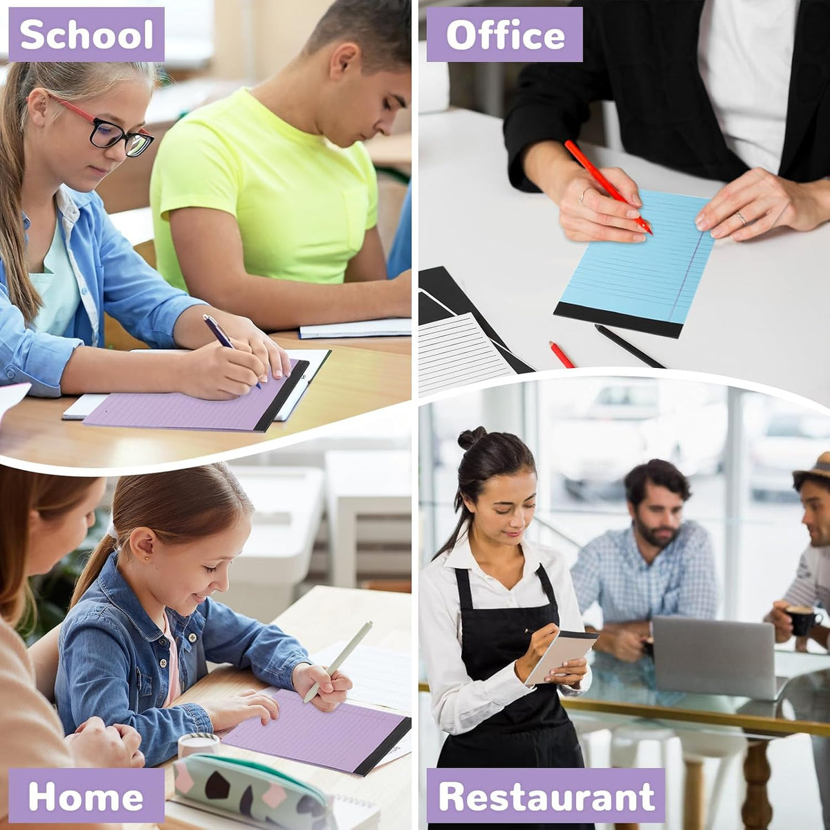 Thboxes 12 Pack 5x8 Legal Pads, College Ruled 6 Colors Totally 360 Sheets