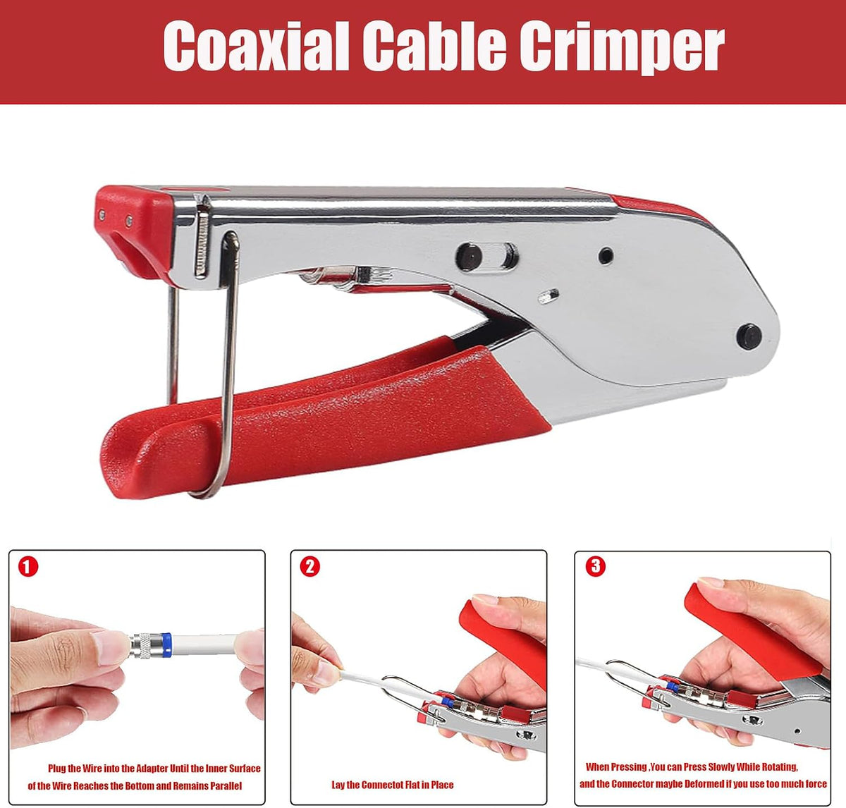 Coax Cable Crimper Tool Kit with 20pcs F Type RG59 RG6 Compression Connectors Coaxial