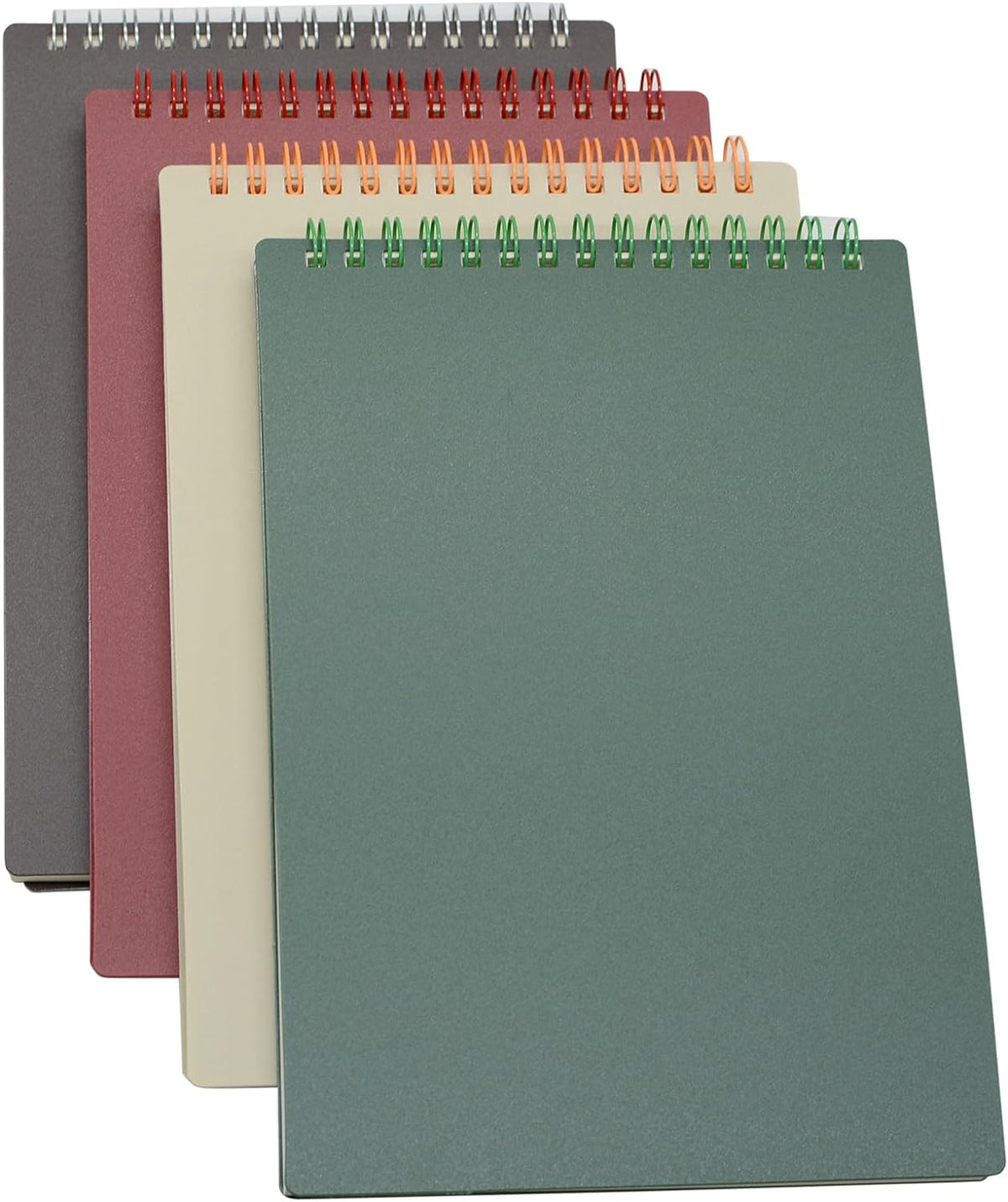 Yansanido Top Bound Spiral Notebook, 4 Pcs 4 Color A5 Size Thick Plastic Hardcover 7mm