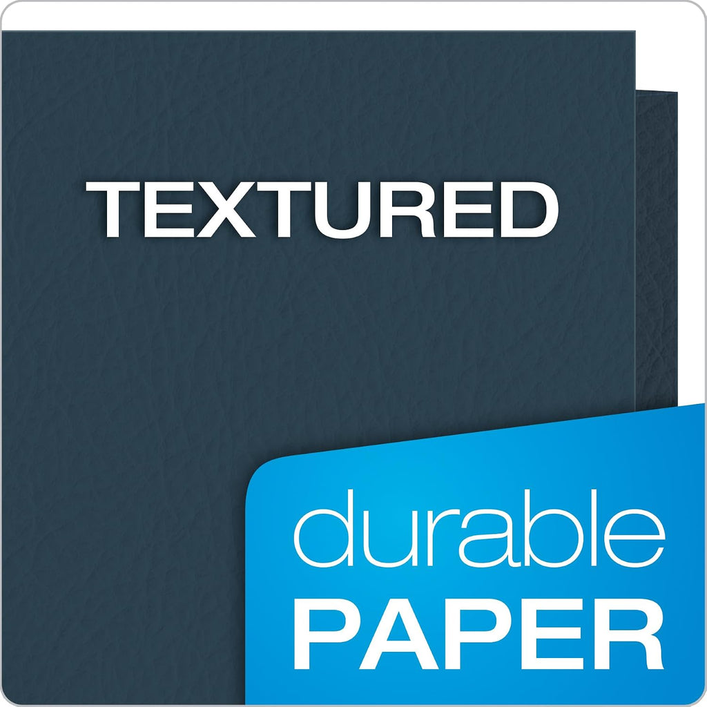 Oxford Twin-Pocket Folders, Textured Paper, Letter Size, Dark Blue, Holds 100 Sheets