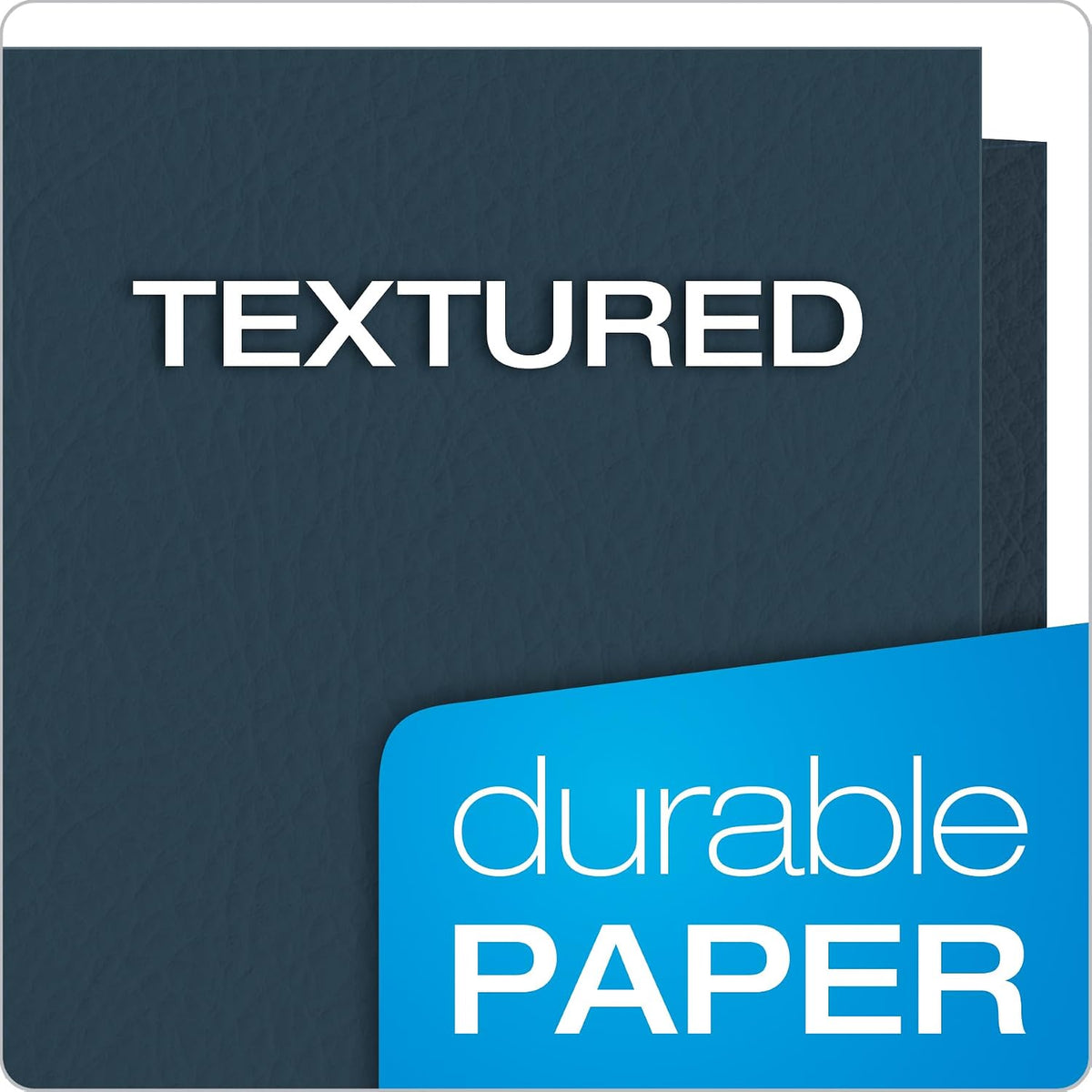 Oxford Twin-Pocket Folders, Textured Paper, Letter Size, Dark Blue, Holds 100 Sheets