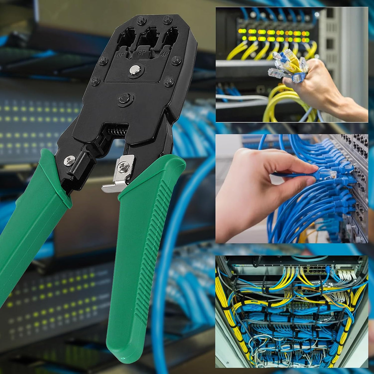 Pass Through Ethernet Crimper RJ45 Cable Plier and Crimp Tool Kit for 8P8C 6P4C 4P4C 4P2C